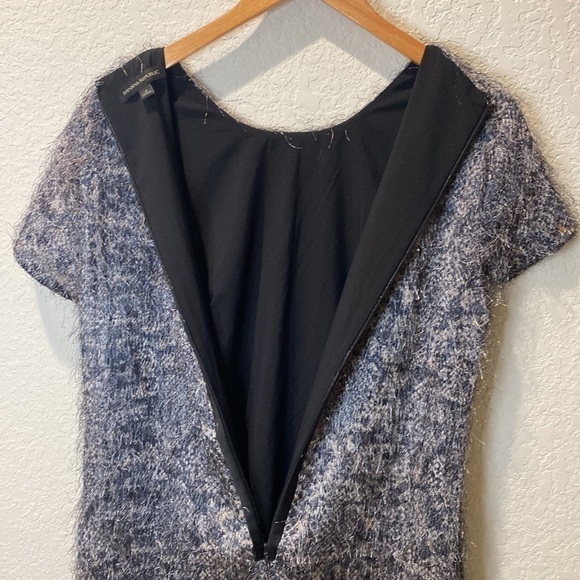 Banana Republic Gray Eyelash Fringe Snake-print Shift Dress - Size 4 - Picture 8 of 9